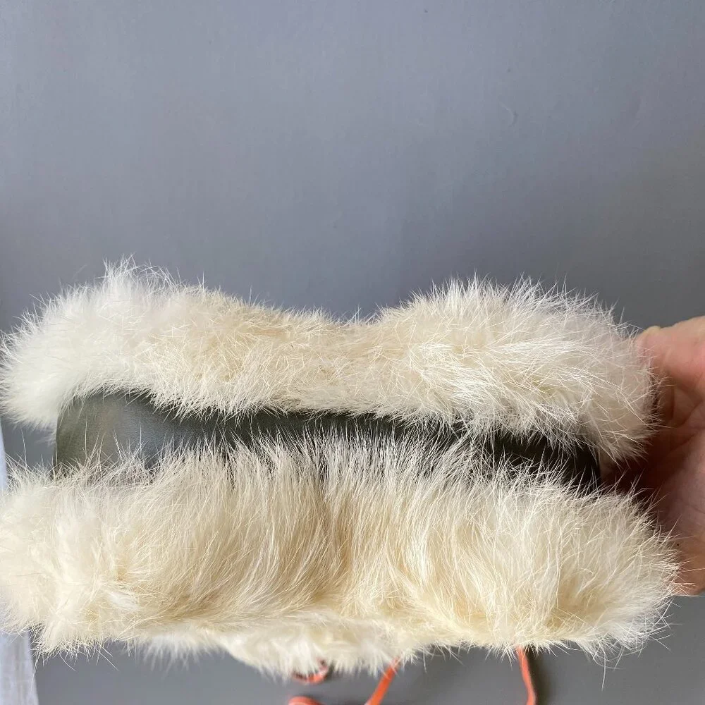 Handmade Genuine Rabbit Fur Drawstring Bucket Bag​​ - Picture 4 of 14